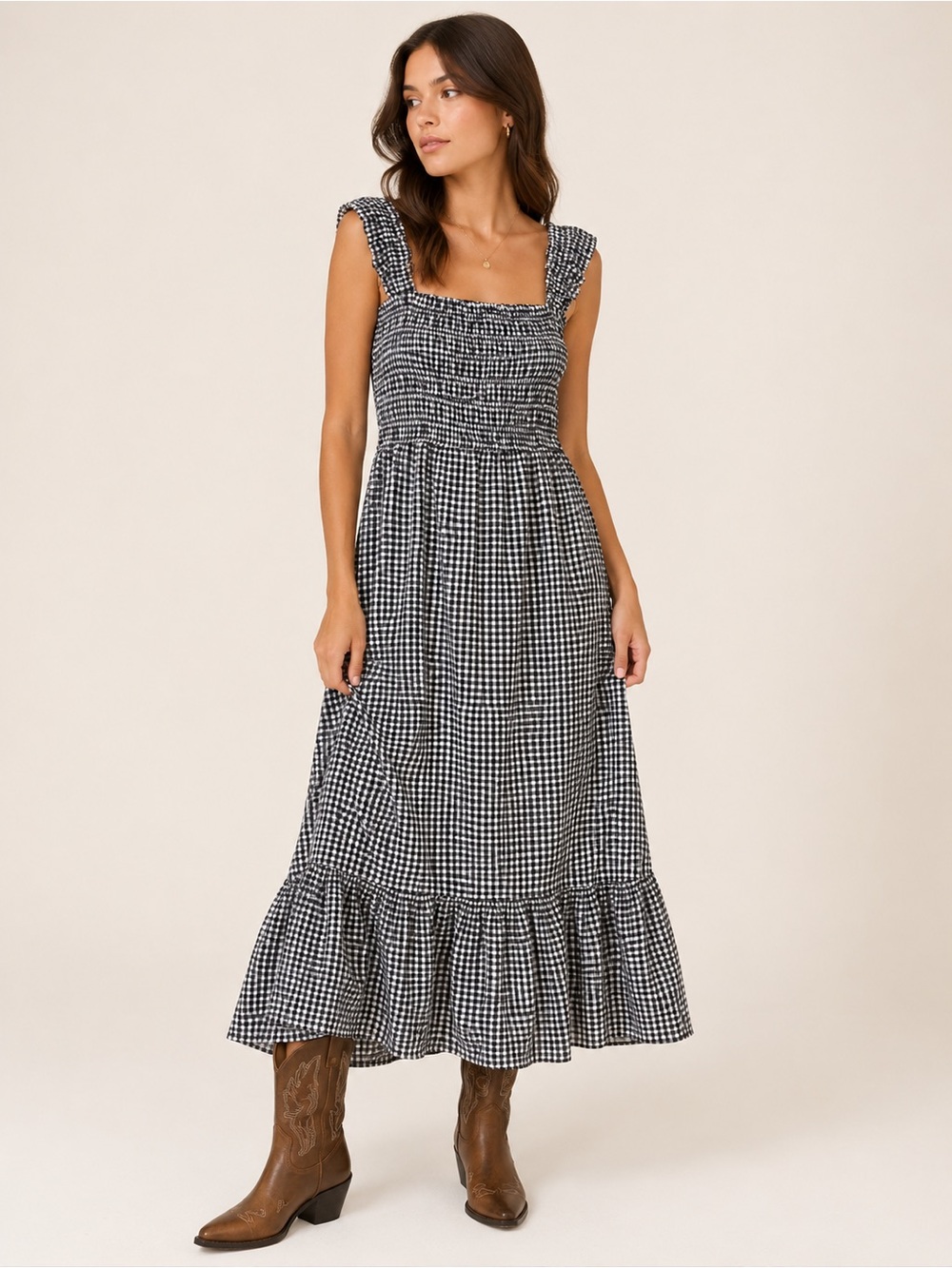 Live 4 Truth Black and White Gingham Smocked Sundress